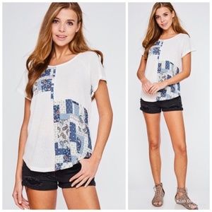 3/$80 item! Soft Waffle Knit Patchwork Top!